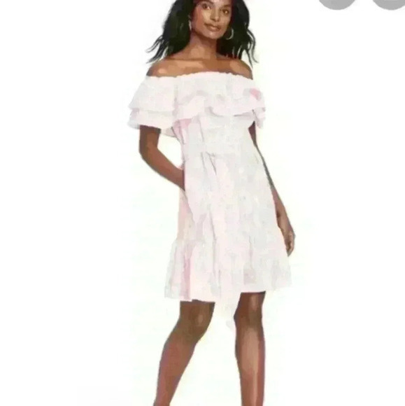 Lisa Marie Fernandez For Target Pink Off Shoulder Ruffle Dress - Picture 1 of 5